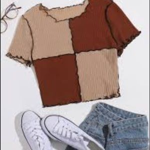 Shein cropped cute brown top